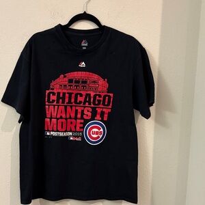 Majestic Black and Red Chicago Cubs Postseason Tee